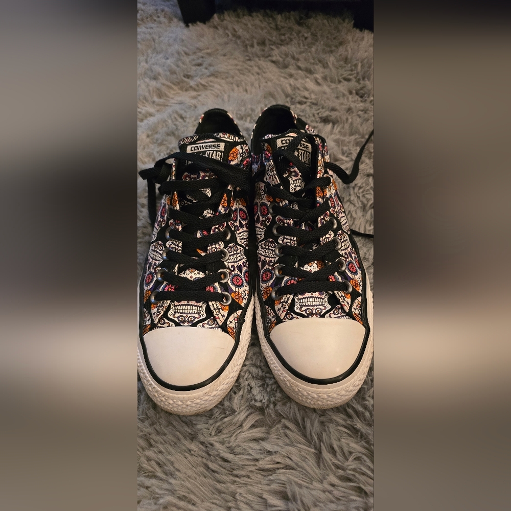 Converse All Star Day of the Dead Sugar Skull Sneakers Black and White